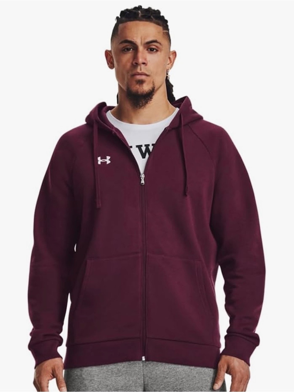 Under Armour Deep Maroon Zip-Up Hoodie Size XXL (1267)